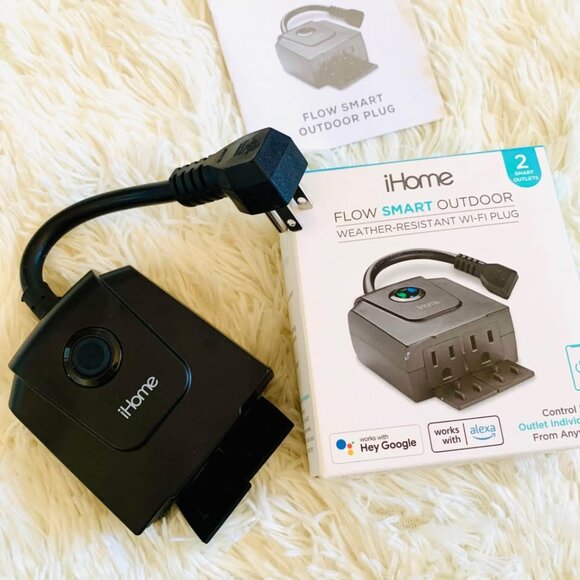 iHome Flow Smart Outdoor Weather Resistant Wi-Fi Plug 2 Smart Outlet - Picture 2 of 6